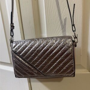 Zara Quilted Metallic Crossbody Bag